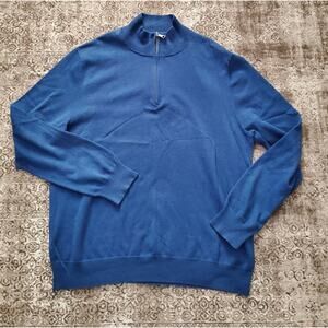 Brooks Brothers Blue Men's 1/4 Zip Cotton Sweater Size L